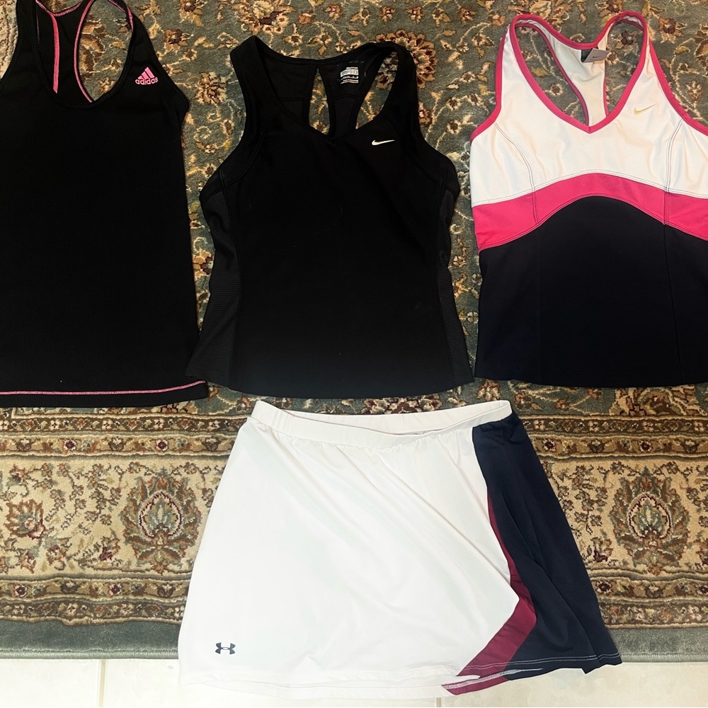 Nike and Adidas Athletic Tank Tops and Under Armour Skirt Set